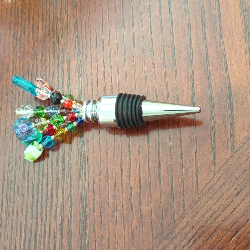 Wine Topper w/Multi Color Beaded Designed
